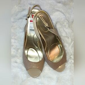 Bandolino B•Flexible Women's Snakeskin & Patent Leather Slingback Heels, Sz 10.5